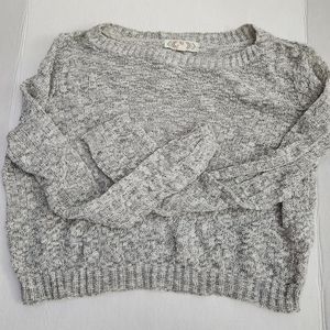 Pink Rose Gray and White Cropped Sweater